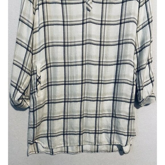 Cloth And Stone Anthropologie Dress Womens Medium Plaid Flannel Popover Pockets - Picture 3 of 8